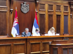 28 April 2021  National Assembly Speaker Ivica Dacic addresses sitting of the European Integration Committee on the EP Resolution on Serbia